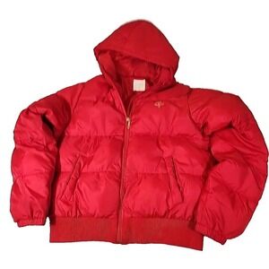 Vintage South Pole Red Puffer‎ Jacket Hooded Y2K Retro Streetwear Outerwear